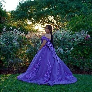 Elegant Purple Off-Shoulder Gown
